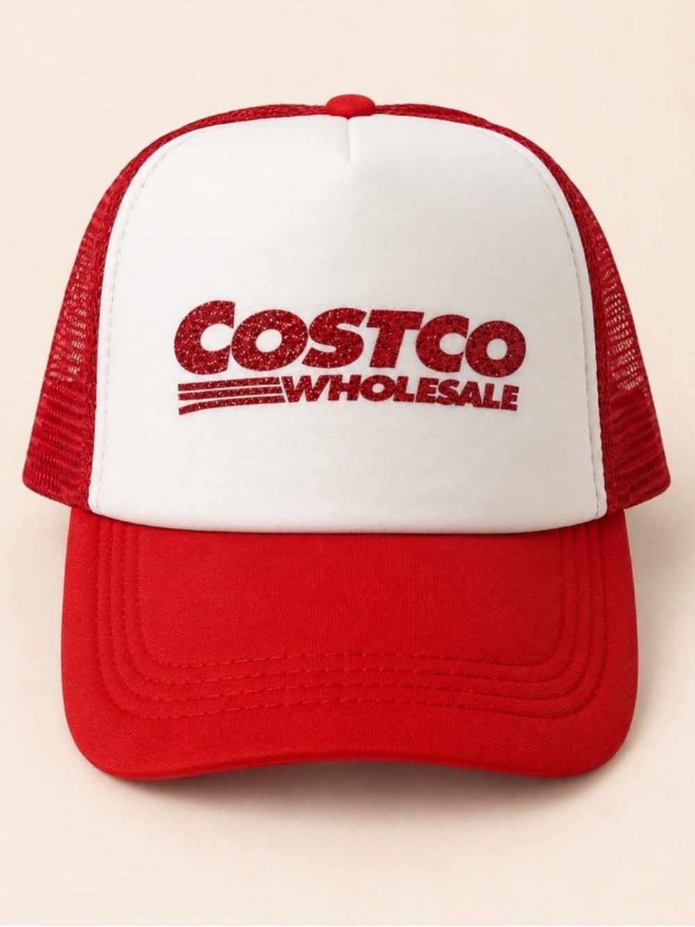 Costco Wholesale Red White Mesh Trucker Hat Snapback Cap OS